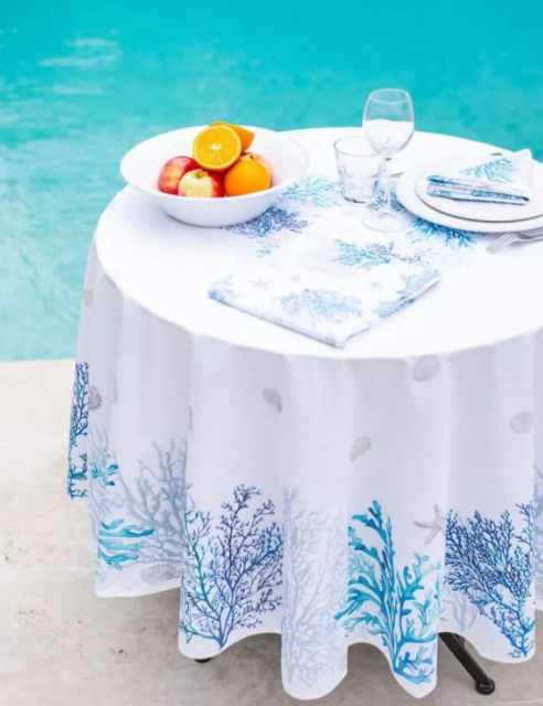 Round Tablecloth coated or cotton (Lagon. blue)